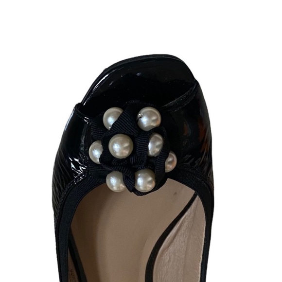 Kate Spade Black Patent Leather Bindi Open Toe Ballet Flats Size 7.5 - Picture 4 of 10